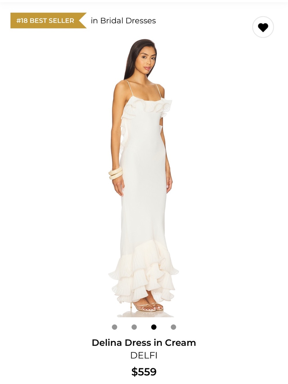 DELFÌ Delina Cream Backless Ruffle Gown - Picture 3 of 5